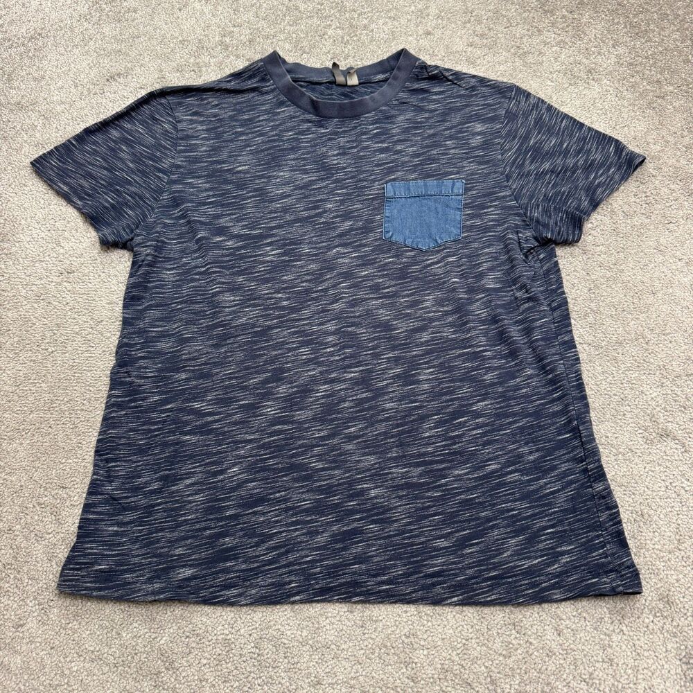 Asos T-Shirt Mens Large Heather Blue Short Sleeve Crew Neck Denim Pocket Tee